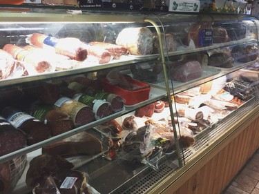 Deli meats at La Grotta del Formaggio on Commercial Drive.