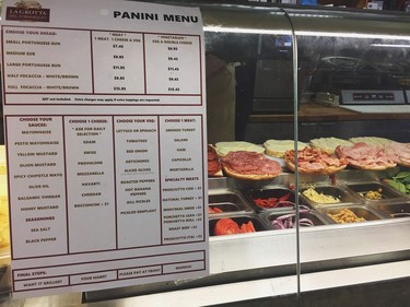 The build-your-own-sandwich menu at La Grotta del Formaggio on Commercial Drive.