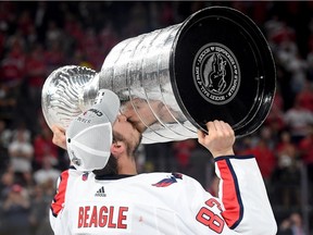 Before Jay Beagle left the Washington Capitals to join the Vancouver Caps, he got to do this. Beagle hoists the Stanley Cup after the Capitals defeated the Vegas Golden Knights in five games to win the 2018 NHL Stanley Cup.