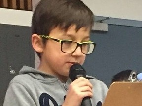 Edmonton police issued an amber alert Friday, March 15, 2019, for Noah Ducharme, age 8, who is 4 feet tall, approximately 70 lbs, with short brown hair, wearing a dark green hoodie, light coloured jeans, and yellow and black Nike prescription glasses. Supplied/Edmonton Police Service