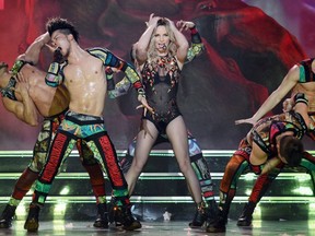 Britney Spears rehearses "Britney: Piece of Me" at Planet Hollywood Resort & Casino on Dec. 26, 2013, in Las Vegas. (AP Photo/Caesars Entertainment, Denise Truscello)