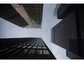 Bank buildings are photographed in Toronto's financial district on Wednesday, June 27, 2018.