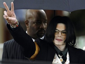 Three Montreal radio stations have stopped playing Michael Jackson songs as a result of child-molestation allegations against the late musician aired Sunday in an HBO documentary. Jackson emerges after his third day in court for his child molestation trial at the Santa Barbara County Superior Court in Santa Maria, Calif., Wednesday, March 2, 2005.