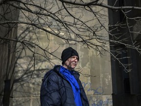 Rob MacDonald, who was released last week on supervision from the Atlantic Institution maximum security facility in New Brunswick after a 10-year stint in four facilities, poses outside of a clinic where he is receiving addiction treatment in Halifax on March 15, 2019.