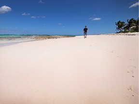 Poponi Beach is one of Eleuthera island's many pink sand beaches.