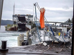 The Queen of Surrey collided with a dock at Langdale terminal on Tuesday.