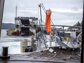 The damage to the Queen of Surrey is apparent in this photo by passenger James Baker.