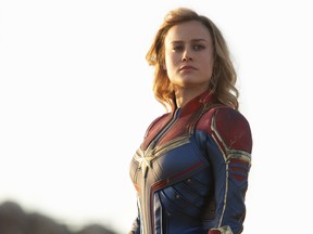 Brie Larson as Captain Marvel.