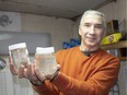 Russian scientist Gennady Kantakov is collecting microplastics from the surface layer of the ocean using a one-metre wide fine mesh neuston trawl.