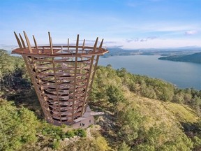Artist's rendering of the proposed Malahat Skywalk lookout tower.