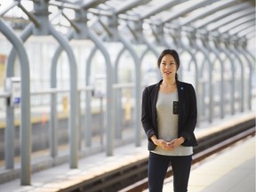 TransLink Project manager Eve Hou at the Sapperton Skytrain station in New Westminster.