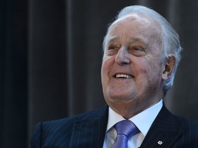 Former prime minister Brian Mulroney speaks at a conference put on by the University of Ottawa Professional Development Institute and the Canada School of Public Service in Ottawa on Tuesday, March 5, 2019. (THE CANADIAN PRESS/Sean Kilpatrick)