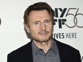 FILE - This Oct. 4, 2018 file photo shows actor Liam Neeson at the premiere for "The Ballad of Buster Scruggs" during the 56th New York Film Festival in New York. Neeson is again apologizing for revealing that he wanted to kill a random black person nearly 40 years ago after a close friend had been raped by a black man.