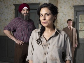 Munish Sharma, Laara Sadiq, and Andrew Cownden are featured in the Arts Club's production of The Orchard (After Chekhov), at the Stanley Industrial Alliance Stage from March 21 to April 21. Photo courtesy of David Cooper.