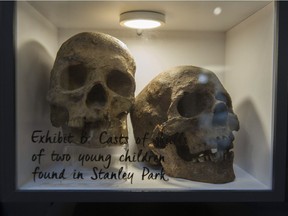 Vancouver Police Museum: Pictured is a cast of the skulls of two children that were found in Stanley Park in 1953. The case became known as the babes-in-the-woods murders, and was never solved.