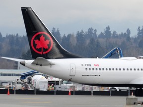 Grounded Air Canada Boeing 737 Max 8 planes sit idle at Vancouver International Airport (YVR), in Richmond, BC., March 13, 2019. The planes have been grounded following the Ethiopian Airlines crash which killed 157 people.