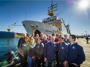 Scientists from five Pacific Rim countries returned to Vancouver aboard the Russian research vessel Professor Kaganovskiy from the Gulf of Alaska to Burrard Dry Dock Pier in North Vancouver on Monday. They spent five weeks studying salmon during the winter.