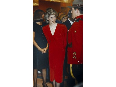 Princess Diana stops to chat with a Mountie inside of the Pan Pacific Hotel during the opening festivities of Expo 86 in Vancouver,  B.C. on  May 1, 1986.