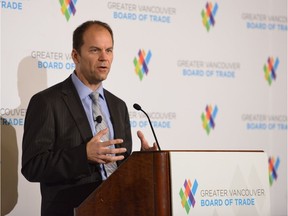 Dale Bracewell, manager, transportation planning,  for the City of Vancouver, speaks at a Greater Vancouver Board of Trade transportation forum Oct. 18, 2018.