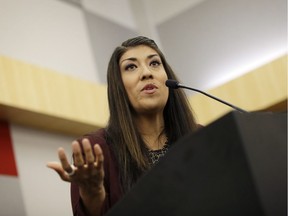 Then-Nevada state Assemblywoman and candidate for lieutenant governor Lucy Flores speaks at a Latino Youth Leadership conference in Las Vegas in July 2014.