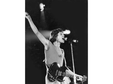 Mick Jagger fronts The Rolling Stones in Seattle on Oct. 15, 1981. Photo: Mark van Manen / Vancouver Sun files. [PNG Merlin Archive]