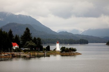 A view of a lighthouse on the Inside Passage from aboard the B.C. Ferries "Northern Expedition" between Port Hardy on Vancouver Island and Prince Rupert, B.C., on Thursday Aug. 30, 2018. The 16-hour cruise affords spectacular sights.