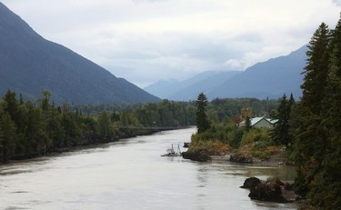 A suspension bridge over the Nass River to Gitwinksihlkw (Canyon City) in northwestern British Columbia is seen on Saturday, Sept. 1, 2018. The bridge, first erected 400 years ago, was once the only access to the Nisga'a town.