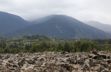 Part of Nisga'a Memorial Lava Bed Park or Anhluut'ukwsim Laxmihl Angwinga'asanskwhl Nisga'a in northwestern British Columbia is seen on Saturday, Sept. 1, 2018. The lava beds were created in about 1780, when Canada's last active volcano, the Tseax, erupted.