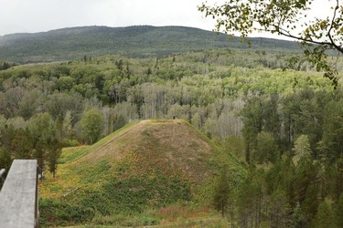 Gitwangak Battle Hill, about 90 km northeast of Terrace, B.C., is seen on Sunday, Sept. 2, 2018. Legend has it that the fierce warrior chief, 'Nekt, used Battle Hill as a base for raids against Nass River and coastal people in the late 1700s.