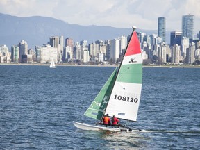 A small catamaran heads out of Jericho Beach to enjoy the afternoon sunshine. Gerry Kahrmann/PNG