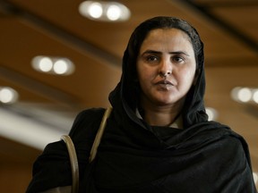 Pakistani gang rape victim Mukhtar Mai, who gained prominence for her outspoken stance on the oppression of women, stands on February 19, 2013 during the Geneva Summit for Human Right and Democracy in Geneva.