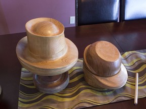 Completed hat blocks by carver Roger Friesen of B.C.
