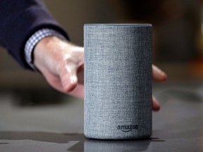 An Amazon Echo speaker.