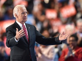 In this file photo taken on July 27, 2016 former US Vice President Joe Biden speaks on the third evening session of the Democratic National Convention at the Wells Fargo Center in Philadelphia, Pennsylvania