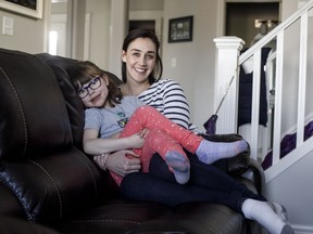 Hailey Hague and her daughter Lily Hague pictured in Edmonton on April 3, 2019. Hailey donated part of her liver to her daughter Lily, who was eight months old at the time.