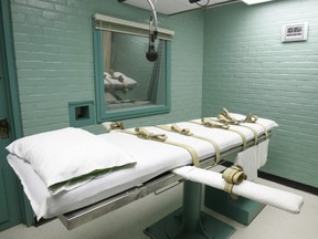 In this May 27, 2008 file photo, the gurney in Huntsville, Texas, where condemned people are strapped down to receive a lethal dose of drugs is shown.