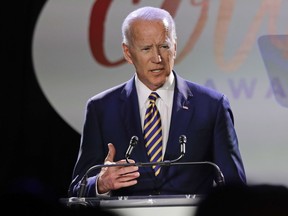 Former Vice President Joe Biden speaks at the Biden Courage Awards Tuesday, March 26, 2019, in New York.