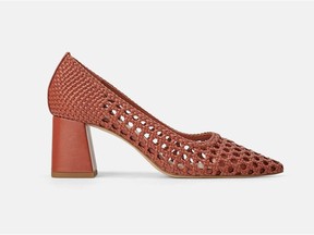 Faux leather terracotta woven heels, $89.90 at Zara, zara.com.