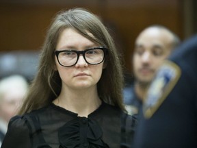 Anna Sorokin returns to the courtroom after the jury sent a note, Thursday, April 25, 2019, in New York. Sorokin, who claimed to be a German heiress, is on trial on grand larceny and theft of services charges.