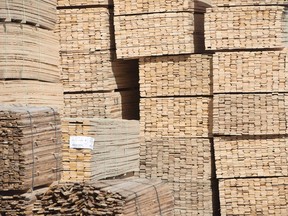 Stacks of lumber are pictured at NMV Lumber in Merritt, B.C., Tuesday, May 2, 2017.