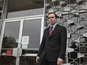 Legal research consultant Jeremy Maddock is photographed outside of the B.C. Provincial Court building in Victoria.