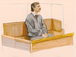 Curtis Macki sits in the prisoner's box in B.C. Supreme Court during his sentencing hearing in 2001. He died Monday in prison following an illness.