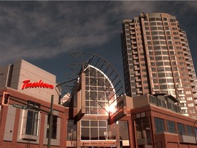 International Village Mall in downtown Vancouver is pictured in this 1999 file photo. The commercial property has been listed for sale alongside two other properties.