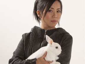 Mariko Ando and friend. Ando's exhibit Mind the Rambling Hares opens at Visual Space Gallery April 17.