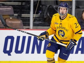 Former Quinnipiac University defenceman Brogran Rafferty was scheduled to make his NHL debut with the Vancouver Canucks on Thursday night in Nashville against the Predators.