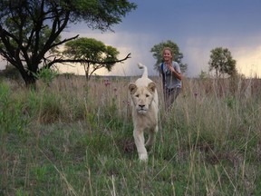 Daniah de Villiers and Charlie the lion star in the new family film Mia and the White Lion. The South Africa shot film follows Mia and Charlie's relationship from when he was a newborn cub to three years old. The film opens this years Reel 2 Real Film Festival for Youth on in Vancouver April 7-13, 2019. Photo courtesy of M2K Mile End