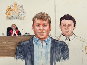 Court sketch of Andrew Berry in B.C. Supreme Court in Vancouver.