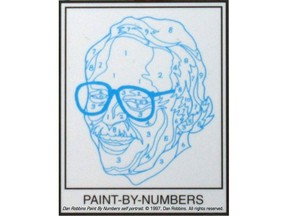 This image provided by Larry Robbins shows a numbered outline of a self-portrait of Dan Robbins.