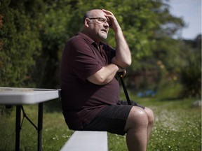 Andrew Koster, who suffers from debilitating lower back and knee pain from a type of arthritis called ankylosing spondylitis, pictured at his home in Victoria in 2018.