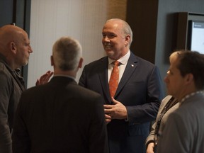 B.C. Premier John Horgan at the Council of Forest Industries convention in Vancouver on April 5.